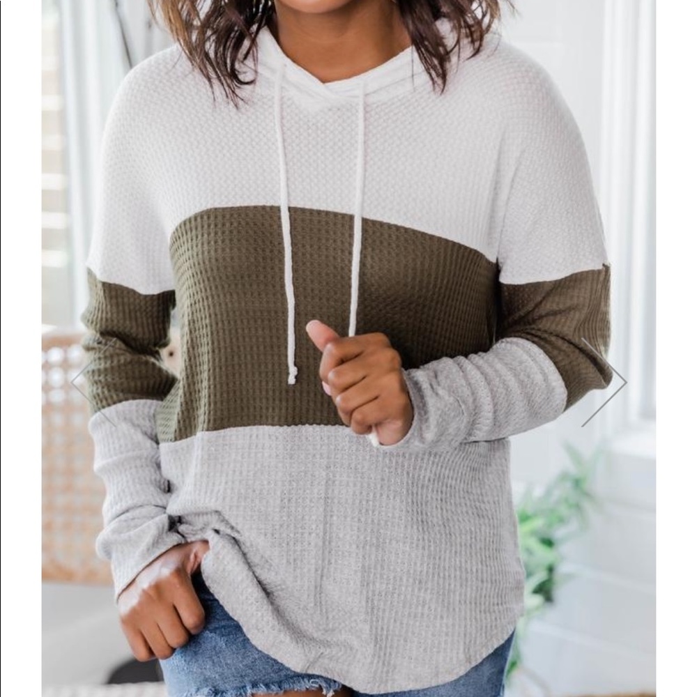 Olive Color Block Lightweight Hoodie